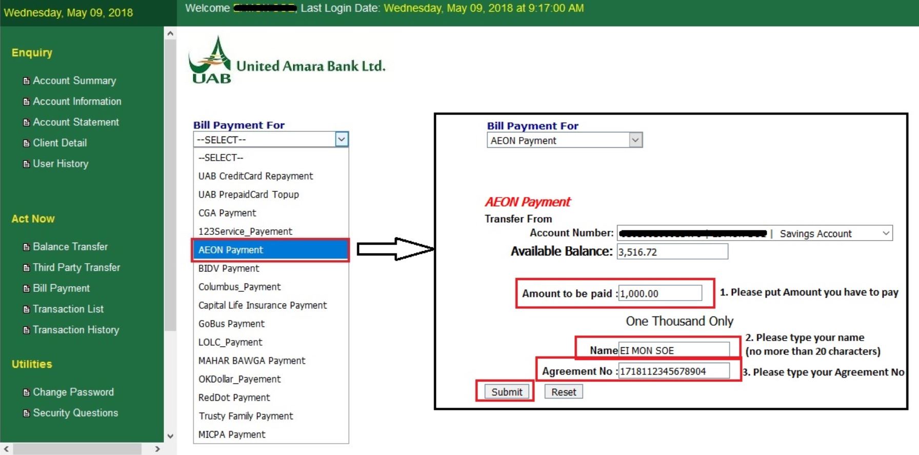UAB Online Banking AEON Thana Sinsap Myanmar Public Company Limited 